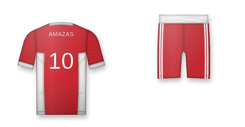 Red football kit with player name and number 10 on the back (back view, design mockup)
