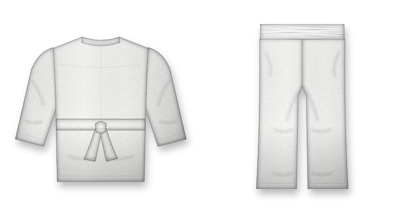White karate gi with club lettering on the back (back view, design mockup)